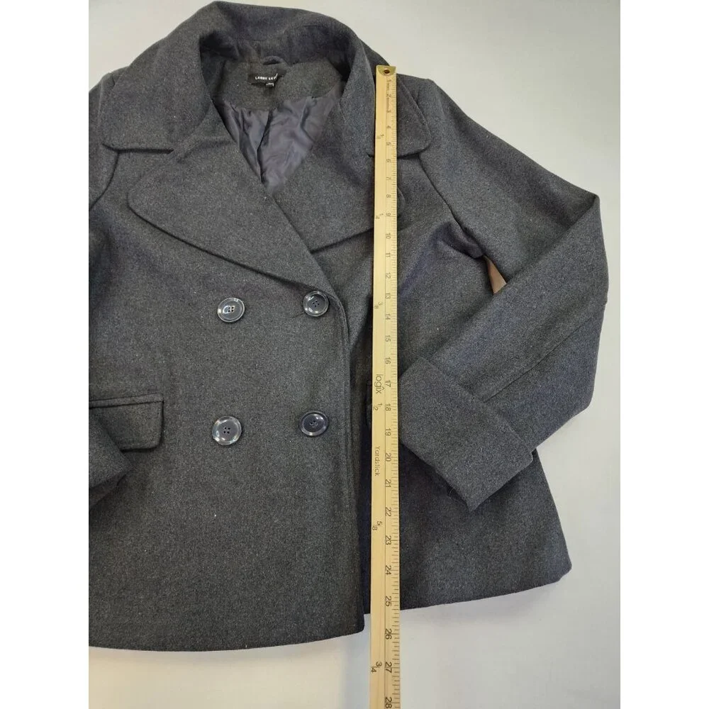 Larry Levine Women L Double Breasted Pea Coat Lined Cuff Mid Length Classy - Picture 2 of 9